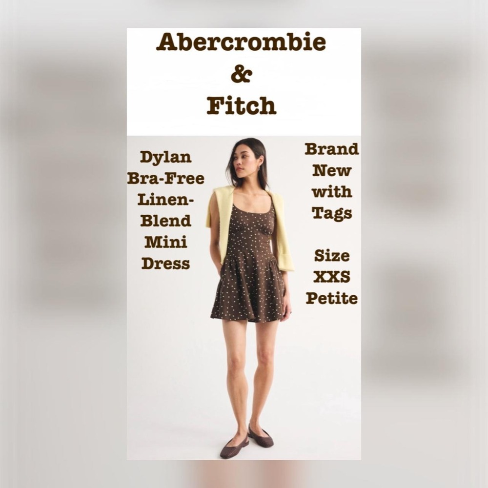 Abercrombie & Fitch Dylan bra-free linen blend mini dress with polka dots